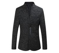 Men'S Long Sleeve Suit Lightweight Fashion Solid Color Transitional Jacket Wedding Banquet Casual Blazer H-Black M