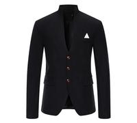 Men'S Long Sleeve Suit Lightweight Fashion Solid Color Transitional Jacket Wedding Banquet Casual Blazer B-Black M