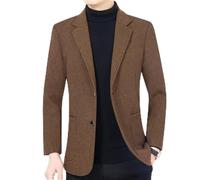 Men'S Long Sleeve Suit Slim Fit Fashion Solid Color Transitional Jacket Business Work Casual Blazer E-Dark Coffee 4XL