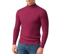 Men's Long-Sleeve Sweater Classic Casual Solid Color Basic Pullover Regular Fit Soft Breathable Knitwear Q-Wine Red XXL