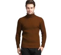 Men's Long-Sleeve Sweater Regular Fit Comfortable Warm Basic Pullover Classic Casual Solid Color Knitwear F-Caramel 3XL