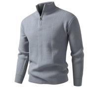 Men's Long-Sleeve Sweater Regular Fit Soft Breathable Knitwear Classic Fashion Casual Solid Color Basic Pullover H-Grey M
