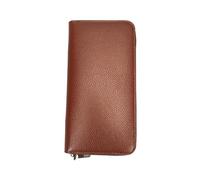 Men's Long Zipper Leather Wallet - Large Capacity Business Clutch with Phone Pocket, marrón claro, Talla única