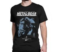 Men's MGS1 Solid Color Gaming T-Shirt Metal Gear Solid Cotton Top Short Sleeve Crew Neck T-Shirt