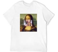 Men's Mona Lisa T-Shirt Art Funny Printing T Shirt White XXL