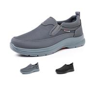 Men's Orthopedic Breathable Slip-On Sneakers, Lightweight Comfortable Extra Wide Toe Loafers, Outdoor Non-Slip Soft Sole Walking Shoes, Arch Support Casual Wide Fit Big Size Shoes for Men (Gray,39)
