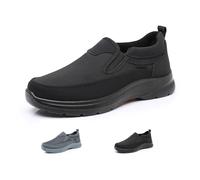Men's Orthopedic Breathable Slip-On Sneakers, Lightweight Comfortable Extra Wide Toe Loafers, Outdoor Non-Slip Soft Sole Walking Shoes, Arch Support Casual Wide Fit Big Size Shoes for Men (Black,40)