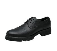 Mens Outdoor Lace Up Oxford Shoes Breathable Black Leather Anti Slip Elevator Wedding Dress Footwear(41 EU)