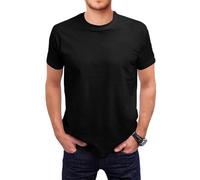Mens Plain Round Neck Plain T Shirt Adult Short Sleeve Crew Neck Cotton Regular Fit tee Top (FR/ES, Letras, XXL, Regular, Regular, Black)