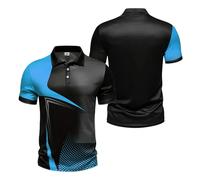 Men's Print 3D Polo Shirts Training Short Sleeved Stitching tee Top Clothes Soft Buttons T-Shirt Collared-HuiSe||s