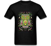 Men's Psychedelic Pop Art Owl Printed Customized T-Shirt Flower Brid Neon Rainbow Tiger Design Fashion t-Shirts T-Shirt Black L
