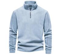 Mens Quarter Zip Sweatshirt Mock Neck Long Sleeve Fleece Pullover Shirt (Light Blue,L)