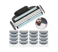 Men's Razor Refills, Designed for Longer Hair Shaving, Anti-Clog Design Ensures Hassle-Free Cleaning, Sensor Head Adapts To Facial Curves, 3 Layers