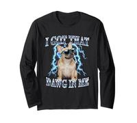 Mens Retro Vintage Heavy Metal Rock French Bulldog Dog Lover Manga Larga