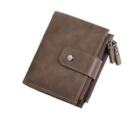 Men's RFID Zipper Wallet - PU Leather Business Card Holder with Secure Closure, marrón, Talla única