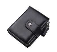 Men's RFID Zipper Wallet - PU Leather Business Card Holder with Secure Closure, Negro , Talla única