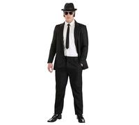 Mens Saturday Night Live Blues Brothers Fancy Dress Costume | Jake and Elwood Musical Duo Adult Outfit For Halloween Large