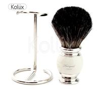 Mens Shaving Pure Black Badger Hair Shaving Brush,+ Free Brush Holder by KOLUX