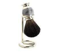 Men's Shaving Pure Black Badger Hair Shaving Brush,+ Free Brush Holder Silver Antique style Texture by KOLUX