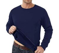 Mens Sherpa Fleece Lined Sweatshirt Crewneck Basic Thermal Pullover Tops Winter Thick Heavyweight Warm Sweater Shirts