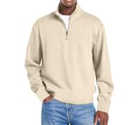 Mens Shirts, Men's Simple Casual Ribbed Stand Collar Zipper Long Sleeve T-Shirt Fall Fashion (FR/ES, Letras, XL, Regular, Regular, Apricot)