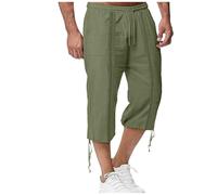 Mens Shorts - Pantalones De Chándal De Algodón De Primavera Y Verano para Pantalones De Jogging Pantalones Capri Sueltos E Informales para Vacaciones En La Playa (Army Green XL)