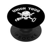 Mens Skull Skilled Labor Day Construction Worker Union Thug PopSockets PopGrip Adhesivo