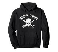 Mens Skull Skilled Labor Day Construction Worker Union Thug Sudadera con Capucha