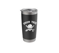 Mens Skull Skilled Labor Day Construction Worker Union Thug Vaso térmico de acero inoxidable de doble pared