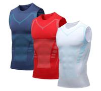 Mens Sleeveless Compression Shirt Slimming Body Shaper Crewneck Workout Tank Tops Tummy Control Undershirts Sport Gym Vest (3pc C,M)
