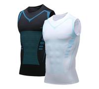 Mens Sleeveless Compression Shirt Slimming Body Shaper Crewneck Workout Tank Tops Tummy Control Undershirts Sport Gym Vest (2pc A,3XL)