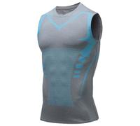 Mens Sleeveless Compression Shirt Slimming Body Shaper Crewneck Workout Tank Tops Tummy Control Undershirts Sport Gym Vest (Gray,3XL)