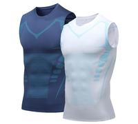 Mens Sleeveless Compression Shirt Slimming Body Shaper Crewneck Workout Tank Tops Tummy Control Undershirts Sport Gym Vest (2pc D,3XL)