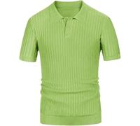 Mens Slim Fit Workout Polo Shirt Lightweight Breathable Casual Solid Color Short Sleeve(Green,XXL)