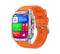 Men's Smartwatch with Large AMOLED Screen 1.96", Always-On Display, Call Function, Heart Rate Sleep Tracker (Orange)