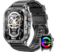 Men's Smartwatch with Large AMOLED Screen 1.96", Always-On Display, Call Function, Heart Rate Sleep Tracker (Black)
