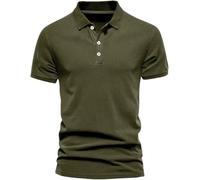 Mens Solid Color Breathable Lightweight Polo Shirts Summer Slim Fit Casual Golf T Shirt(Green,L)