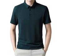 Mens Solid Color Moisture Wicking Vacation Polo Shirt Lightweight Breathable Quick Dry T Shirt(Green,3XL)