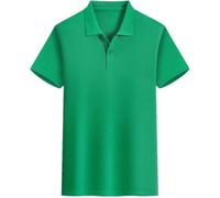 Mens Solid Color Workout Polo Shirt Lightweight Breathable Business Short Sleeve for Golf(Green,3XL)