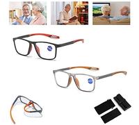 Men's Sports Ultra-Light Anti-Blue Light Presbyopic Glasses,Portable Progressive Far and Near Dual-Use Dual Focus Reading Glasses,Alleviate Eyestrain. (+3.50, Red+Orange)