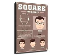 Mens Square Face Hairstyle Guide Poster Wall Art for Barber Shop Decor(Framed,16x24inch(40x60cm))