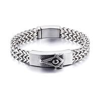 Men's Stainless Steel Bracelet, Masonic Wheat Chain, Personalised Bracelet as a Gift for Men, Friends and Family, Length 22 cm,