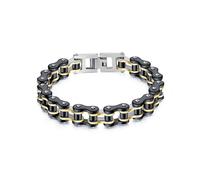 Men's Stainless Steel Two-tone Square Link Diamond Bracelet In Black & Gold Ion-plated Black Xq-ps299