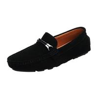 Men's Suede Loafers for Office Work Slip On Business Casual Comfortable Lightweight Wedding Dress Formal Shoes(Noir,44 EU)
