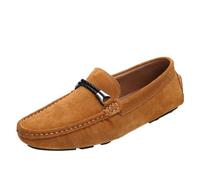 Men's Suede Loafers for Office Work Slip On Business Casual Comfortable Lightweight Wedding Dress Formal Shoes(Yellow,38 EU)