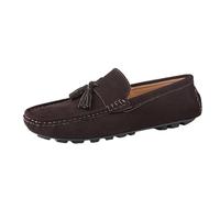 Men's Suede Loafers for Office Work Slip On Business Casual Comfortable Lightweight Wedding Dress Formal Shoes(Brown,39 EU)