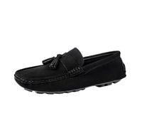 Men's Suede Loafers for Office Work Slip On Business Casual Comfortable Lightweight Wedding Dress Formal Shoes(Noir,42 EU)