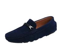 Men's Suede Loafers for Office Work Slip On Business Casual Comfortable Lightweight Wedding Dress Formal Shoes(Blue,39 EU)