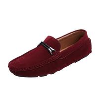 Men's Suede Loafers for Office Work Slip On Business Casual Comfortable Lightweight Wedding Dress Formal Shoes(Rouge,44 EU)