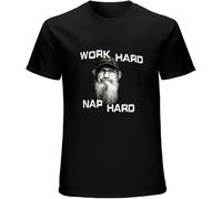 Men's Summer T-Shirt Duck Dynasty Si Work Hard Nap Hard Tops TV Reality Robertsons Buck Commander Jagd Swag Black XL
